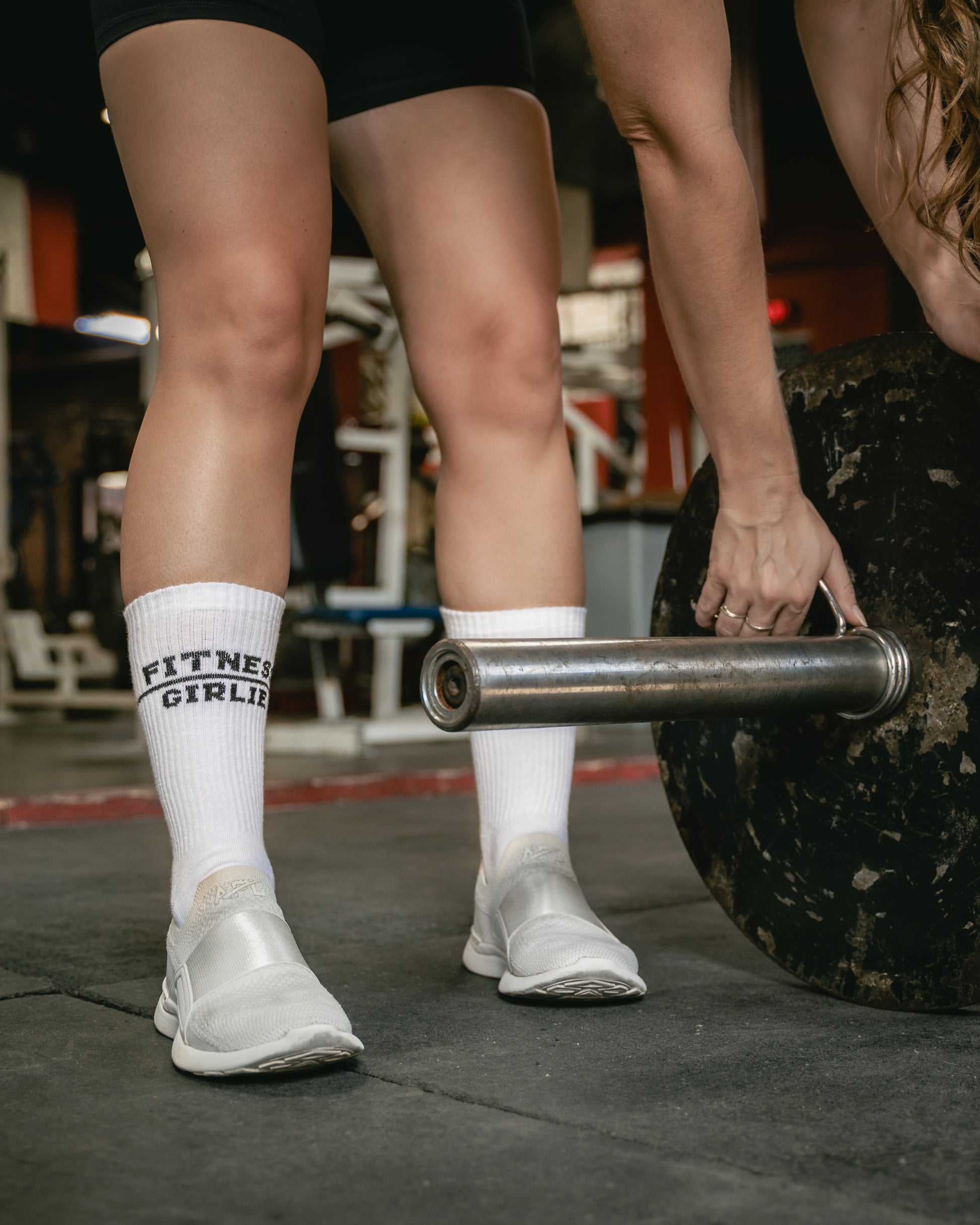 Women’s gym socks for lifting with fitness girlie design