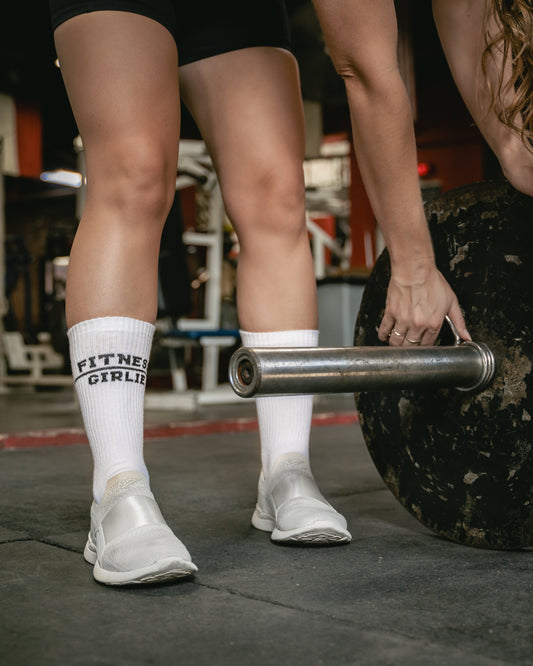 Women’s gym socks for lifting with fitness girlie design
