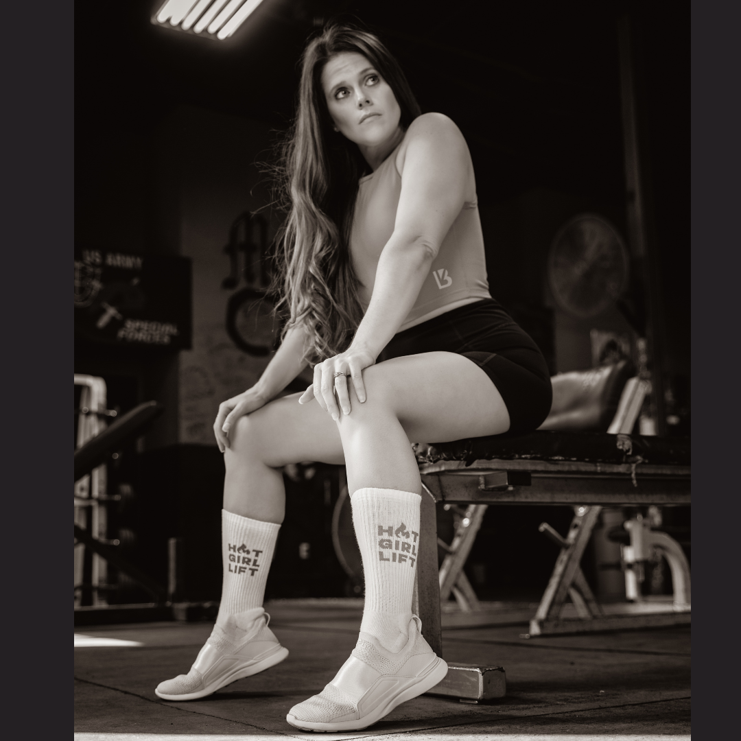 Women’s gym socks by Gym Sock Co during lifting workout